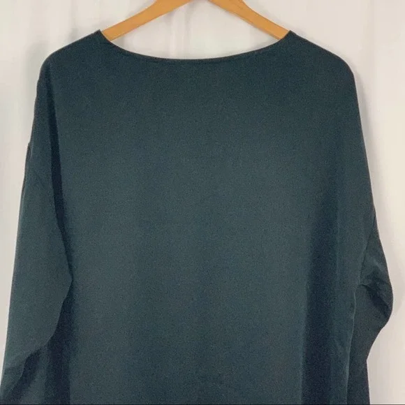 Eileen Fisher 100% Silk Black Blouse L - Picture 2 of 6